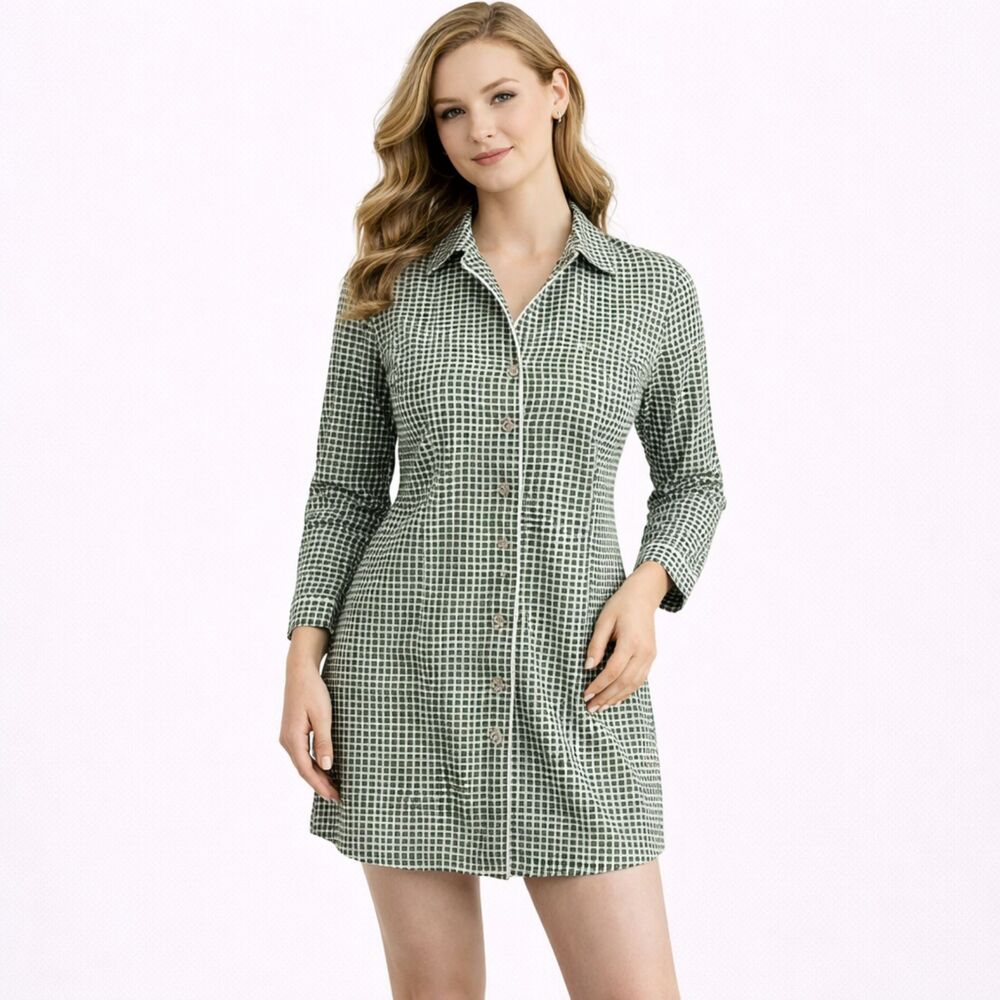 Tory Burch Mirelli Pajama Sleep Shirt Green White S